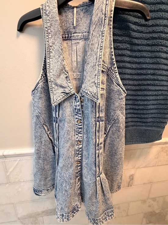 Free People Jackets & Blazers - Free People Acid Wash Oversized Sleeveless Dress